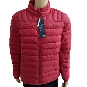 Tommy Hilfiger Men Packable Natural Down Puffer Jacket Coat Red Large L